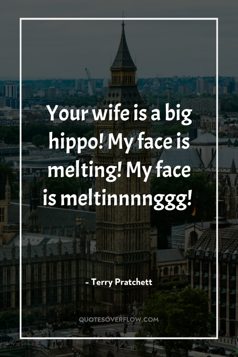 Your wife is a big hippo! My face is melting!...