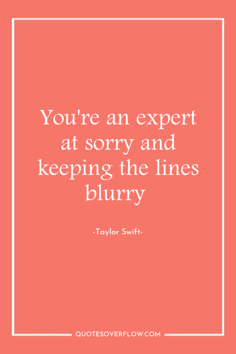 You're an expert at sorry and keeping the lines blurry 